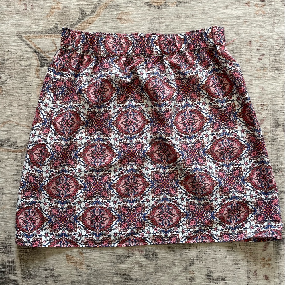 LOFT A-Line Skirt - Pink and Blue Pattern